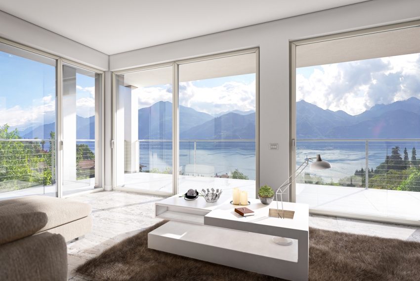 Lake Como Menaggio modern villa under construction with pool, garden and amazing lake view. (2)