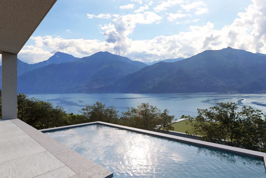 Lake Como Menaggio modern villa under construction with pool, garden and amazing lake view. (4)